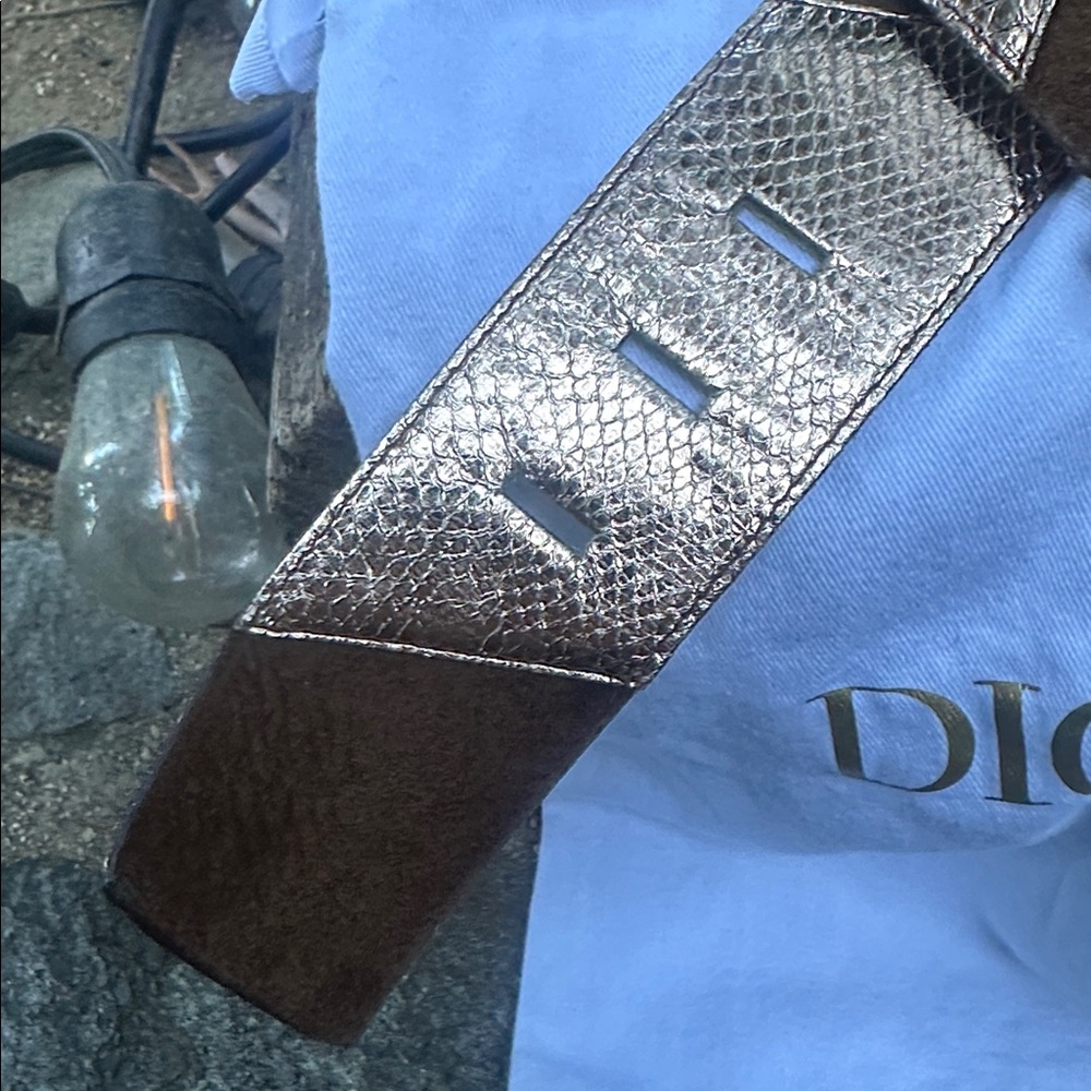 Dior Metallic Silver and Brown Belt - Picture 2 of 6